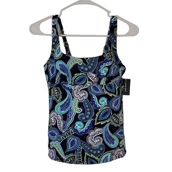 Lands' End Paisley Swim Tankini‎ Top NWT Size 2 - Picture 1 of 4